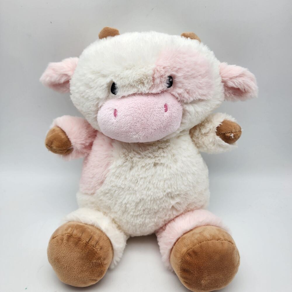 Animal Adventure Cow Plush Stuffed Animal Toy 12" Ivory Pink Sewn Eyes Soft 2023